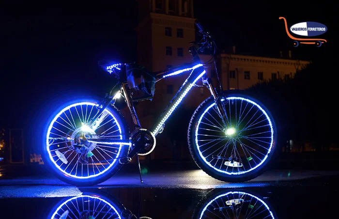 Bicicleta iluminada con luces led